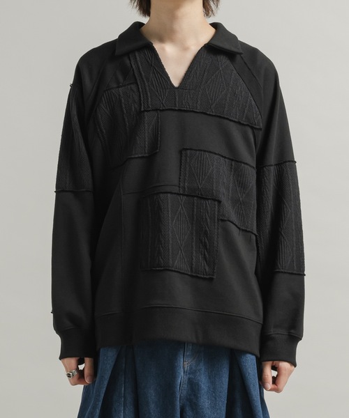 CASPER JOHN（キャスパージョン）の「Patchwork skipper sweat/パッチワークスキッパースウェット（スウェット・メンズ・ネイビー/ブラック・LARGE/MEDIUM/SMALL/X-SMALL）」の13枚目の写真