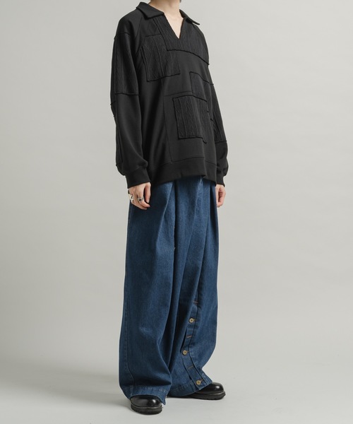 CASPER JOHN（キャスパージョン）の「Patchwork skipper sweat/パッチワークスキッパースウェット（スウェット・メンズ・ネイビー/ブラック・LARGE/MEDIUM/SMALL/X-SMALL）」の18枚目の写真