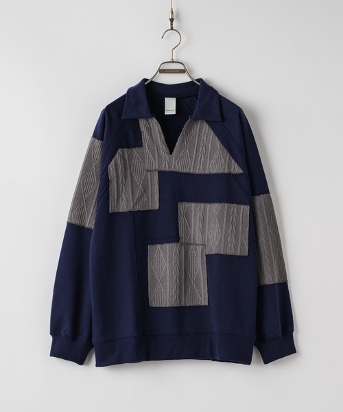 CASPER JOHN（キャスパージョン）の「Patchwork skipper sweat/パッチワークスキッパースウェット（スウェット・メンズ・ネイビー/ブラック・LARGE/MEDIUM/SMALL/X-SMALL）」の20枚目の写真