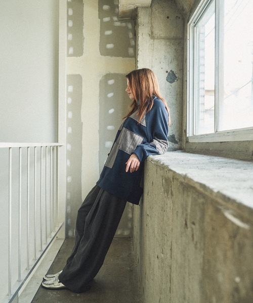 CASPER JOHN（キャスパージョン）の「Patchwork skipper sweat/パッチワークスキッパースウェット（スウェット・メンズ・ネイビー/ブラック・LARGE/MEDIUM/SMALL/X-SMALL）」の11枚目の写真