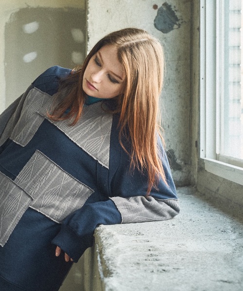 CASPER JOHN（キャスパージョン）の「Patchwork skipper sweat/パッチワークスキッパースウェット（スウェット・メンズ・ネイビー/ブラック・LARGE/MEDIUM/SMALL/X-SMALL）」の9枚目の写真