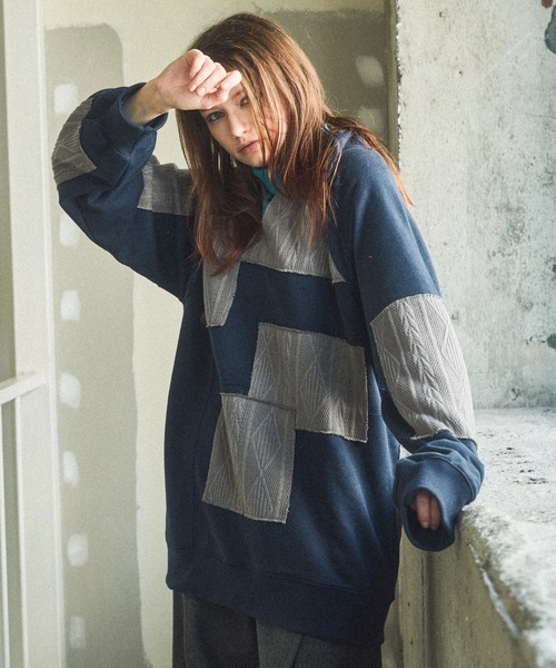 CASPER JOHN（キャスパージョン）の「Patchwork skipper sweat/パッチワークスキッパースウェット（スウェット・メンズ・ネイビー/ブラック・LARGE/MEDIUM/SMALL/X-SMALL）」の8枚目の写真