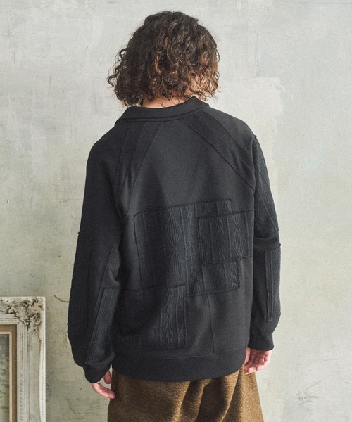 CASPER JOHN（キャスパージョン）の「Patchwork skipper sweat/パッチワークスキッパースウェット（スウェット・メンズ・ネイビー/ブラック・LARGE/MEDIUM/SMALL/X-SMALL）」の4枚目の写真