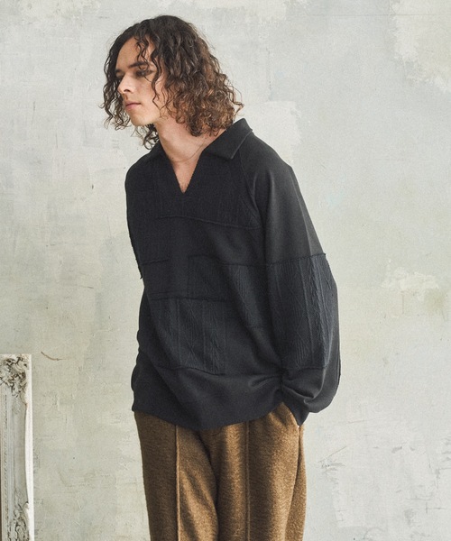 CASPER JOHN（キャスパージョン）の「Patchwork skipper sweat/パッチワークスキッパースウェット（スウェット・メンズ・ネイビー/ブラック・LARGE/MEDIUM/SMALL/X-SMALL）」の5枚目の写真