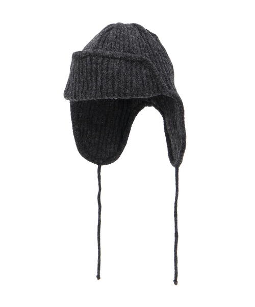 FREE'S MART（フリーズマート）の「◆リブニットフライト帽（ニットキャップ/ビーニー・レディース・ブラック/ホワイト/ブラウン・ﾌﾘ-）」の6枚目の写真