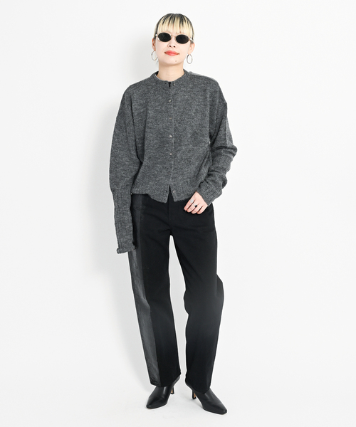 CITYSHOP（シティーショップ）の「LONG LONG SLEEVE カーディガン：ニット（ニット/セーター・レディース・グレー/レッド・FREE）」の6枚目の写真