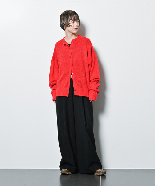 CITYSHOP（シティーショップ）の「LONG LONG SLEEVE カーディガン：ニット（ニット/セーター・レディース・グレー/レッド・FREE）」の8枚目の写真