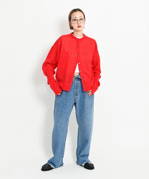 CITYSHOP（シティーショップ）の「LONG LONG SLEEVE カーディガン：ニット（ニット/セーター・レディース・グレー/レッド・FREE）」の10枚目の写真