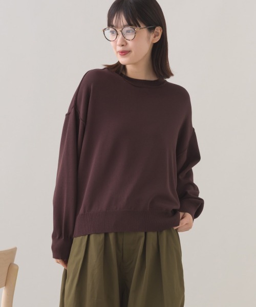 OMNES（オムネス）の「ハイゲージリンキングニットプルオーバー（ニット/セーター・レディース・レッド/ブラウン/オフホワイト/ダークグレー・FREE）」の3枚目の写真