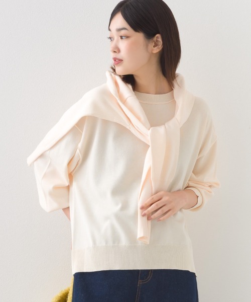 OMNES（オムネス）の「ハイゲージリンキングニットプルオーバー（ニット/セーター・レディース・レッド/ブラウン/オフホワイト/ダークグレー・FREE）」の2枚目の写真