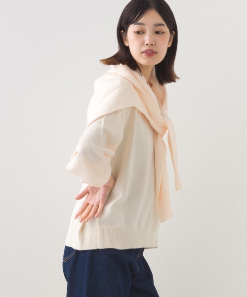 OMNES（オムネス）の「ハイゲージリンキングニットプルオーバー（ニット/セーター・レディース・レッド/ブラウン/オフホワイト/ダークグレー・FREE）」の6枚目の写真