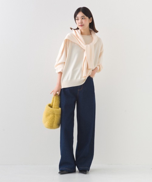 OMNES（オムネス）の「ハイゲージリンキングニットプルオーバー（ニット/セーター・レディース・レッド/ブラウン/オフホワイト/ダークグレー・FREE）」の8枚目の写真