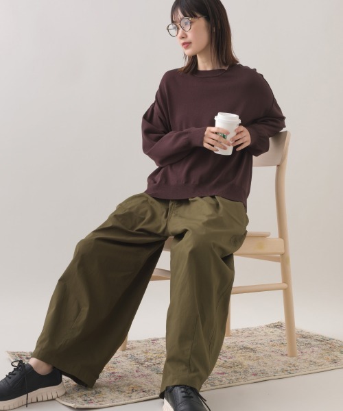 OMNES（オムネス）の「ハイゲージリンキングニットプルオーバー（ニット/セーター・レディース・レッド/ブラウン/オフホワイト/ダークグレー・FREE）」の18枚目の写真