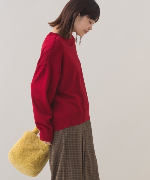 OMNES（オムネス）の「ハイゲージリンキングニットプルオーバー（ニット/セーター・レディース・レッド/ブラウン/オフホワイト/ダークグレー・FREE）」の19枚目の写真