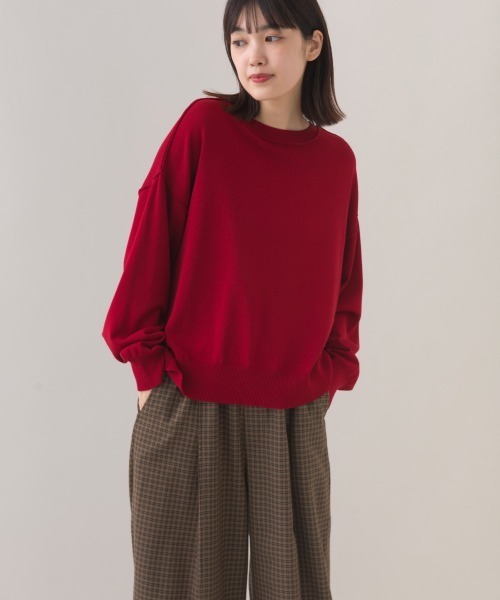 OMNES（オムネス）の「ハイゲージリンキングニットプルオーバー（ニット/セーター・レディース・レッド/ブラウン/オフホワイト/ダークグレー・FREE）」の22枚目の写真