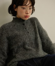 LAULEN | half button shaggy high neck knit /ハーフボタンシャギーハイネックニット(Tシャツ/カットソー)