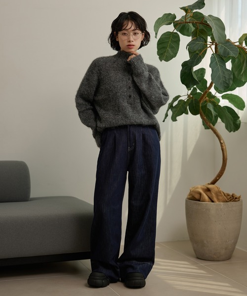 LAULEN（ローレン）の「half button shaggy high neck knit /ハーフボタンシャギーハイネックニット（Tシャツ/カットソー・レディース・チャコールグレー/アイボリー/ブラック・FREE）」の15枚目の写真