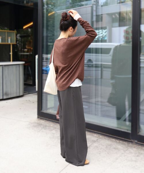 le.coeur blanc(ルクールブラン)の「《手洗い可能》イージーワイドスウェットパンツ(スウェットパンツ・レディース・ライトグレー/チャコールグレー・38)」の12枚目の写真