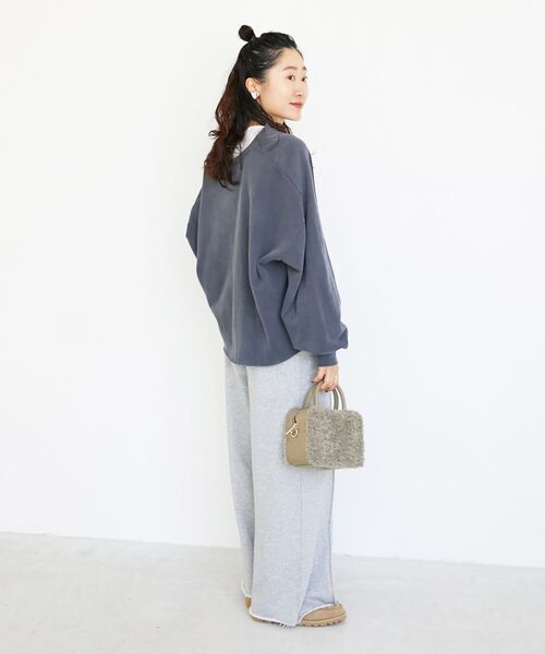 le.coeur blanc(ルクールブラン)の「《手洗い可能》イージーワイドスウェットパンツ(スウェットパンツ・レディース・ライトグレー/チャコールグレー・38)」の16枚目の写真