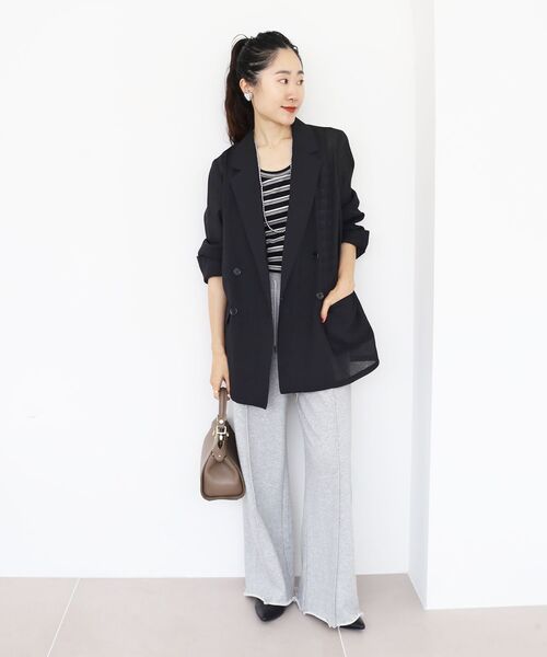 le.coeur blanc(ルクールブラン)の「《手洗い可能》イージーワイドスウェットパンツ(スウェットパンツ・レディース・ライトグレー/チャコールグレー・38)」の15枚目の写真