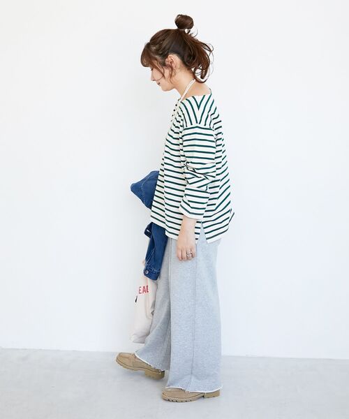 le.coeur blanc(ルクールブラン)の「《手洗い可能》イージーワイドスウェットパンツ(スウェットパンツ・レディース・ライトグレー/チャコールグレー・38)」の4枚目の写真