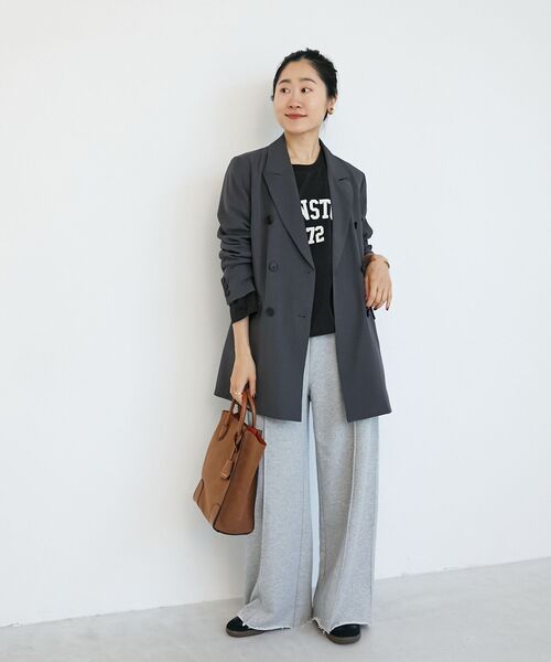 le.coeur blanc(ルクールブラン)の「《手洗い可能》イージーワイドスウェットパンツ(スウェットパンツ・レディース・ライトグレー/チャコールグレー・38)」の9枚目の写真