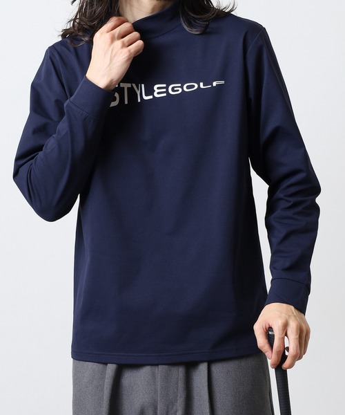 FUNALIVE(ファンアライブ)の「モックネック ロゴ 長袖 プリントTシャツ(Tシャツ/カットソー・メンズ・チャコールグレー/ホワイト/ネイビー/ブラック・L/LL/M)」の1枚目の写真