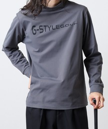 モックネック ロゴ 長袖 プリントTシャツ