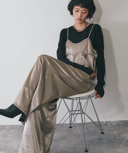 セール】サテンビスチェキャミオールインワン（つなぎ/オールインワン