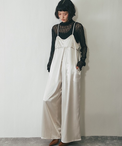 セール】サテンビスチェキャミオールインワン（つなぎ/オールインワン