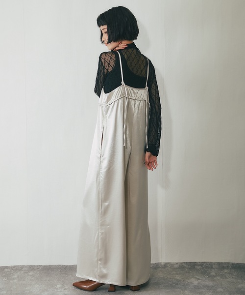 セール】サテンビスチェキャミオールインワン（つなぎ/オールインワン