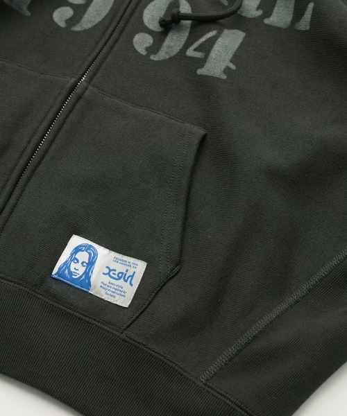 X-girl x Champion REVERSE WEAVE R STENCIL LOGO ZIP UP HOODIE