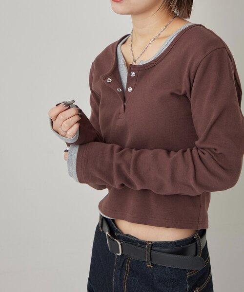 WHO'S WHO gallery（フーズフーギャラリー）の「RING SNAP TOP/リングドットL/Sトップス（Tシャツ/カットソー・レディース・ホワイト/ネイビー/グレー/ブラック/ブラウン/ブラック系その他/ホワイト系その他・FREE）」の6枚目の写真