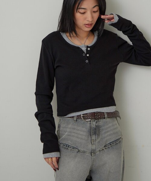 WHO'S WHO gallery（フーズフーギャラリー）の「RING SNAP TOP/リングドットL/Sトップス（Tシャツ/カットソー・レディース・ホワイト/ネイビー/グレー/ブラック/ブラウン/ブラック系その他/ホワイト系その他・FREE）」の8枚目の写真