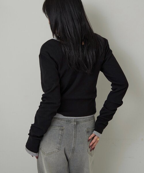 WHO'S WHO gallery（フーズフーギャラリー）の「RING SNAP TOP/リングドットL/Sトップス（Tシャツ/カットソー・レディース・ホワイト/ネイビー/グレー/ブラック/ブラウン/ブラック系その他/ホワイト系その他・FREE）」の9枚目の写真