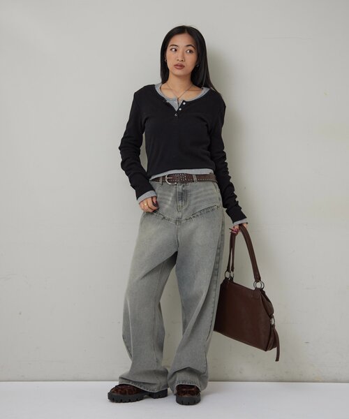 WHO'S WHO gallery（フーズフーギャラリー）の「RING SNAP TOP/リングドットL/Sトップス（Tシャツ/カットソー・レディース・ホワイト/ネイビー/グレー/ブラック/ブラウン/ブラック系その他/ホワイト系その他・FREE）」の10枚目の写真