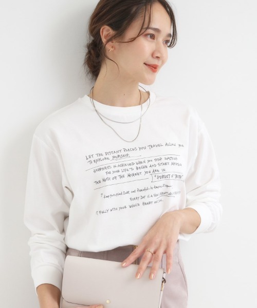 SHOO・LA・RUE（シューラルー）の「【S-LL/選べる7柄】グラフィックアソート ベーシックロンT【CIRCRIC】（Tシャツ/カットソー・レディース・ホワイト系5/ピンク系/ベージュ系その他4/ダークブラウン系5/ブラック系/ホワイト系7/オレンジ系その他5/グレー系その他3/チャコール/ホワイト系2/ホワイト系1/イエロー系その他7/ブルー系その他7/ベージュ系その他5・03/04/02/01）」の4枚目の写真