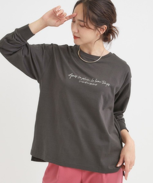 SHOO・LA・RUE（シューラルー）の「【S-LL/選べる7柄】グラフィックアソート ベーシックロンT【CIRCRIC】（Tシャツ/カットソー・レディース・ホワイト系5/ピンク系/ベージュ系その他4/ダークブラウン系5/ブラック系/ホワイト系7/オレンジ系その他5/グレー系その他3/チャコール/ホワイト系2/ホワイト系1/イエロー系その他7/ブルー系その他7/ベージュ系その他5・03/04/02/01）」の6枚目の写真