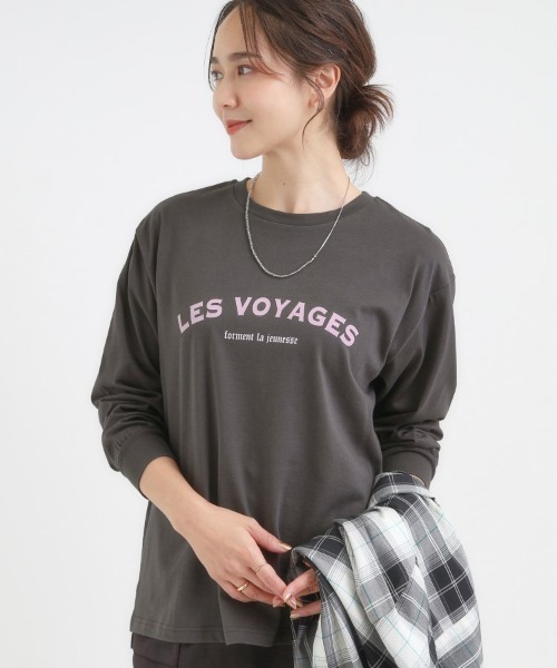 SHOO・LA・RUE（シューラルー）の「【S-LL/選べる7柄】グラフィックアソート ベーシックロンT【CIRCRIC】（Tシャツ/カットソー・レディース・ホワイト系5/ピンク系/ベージュ系その他4/ダークブラウン系5/ブラック系/ホワイト系7/オレンジ系その他5/グレー系その他3/チャコール/ホワイト系2/ホワイト系1/イエロー系その他7/ブルー系その他7/ベージュ系その他5・03/04/02/01）」の7枚目の写真