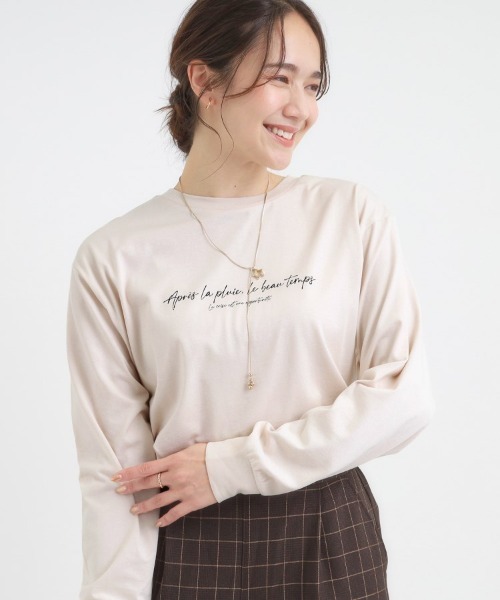 SHOO・LA・RUE（シューラルー）の「【S-LL/選べる7柄】グラフィックアソート ベーシックロンT【CIRCRIC】（Tシャツ/カットソー・レディース・ホワイト系5/ピンク系/ベージュ系その他4/ダークブラウン系5/ブラック系/ホワイト系7/オレンジ系その他5/グレー系その他3/チャコール/ホワイト系2/ホワイト系1/イエロー系その他7/ブルー系その他7/ベージュ系その他5・03/04/02/01）」の10枚目の写真