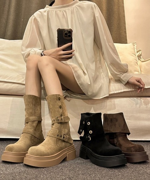 ウエスタンブーツ スタッズウエスタンロングブーツ[zr1237] | レディースファッション