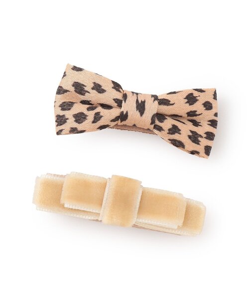 petit main（プティマイン）の「リボンヘアクリップ 2P（その他ヘアアクセサリー・キッズ・ライトグリーン/ベージュ/アイボリー・F）」の2枚目の写真