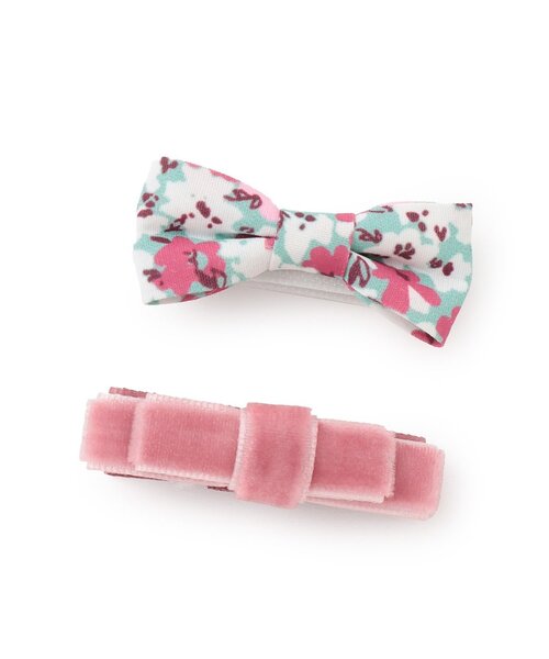 petit main（プティマイン）の「リボンヘアクリップ 2P（その他ヘアアクセサリー・キッズ・ライトグリーン/ベージュ/アイボリー・F）」の3枚目の写真