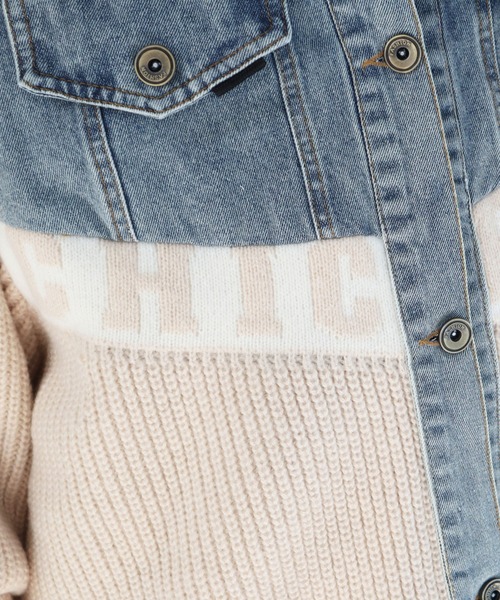 CECIL McBEE（セシルマクビー）の「ニットｘデニムBIGジャケット（その他アウター・レディース・アイボリー/ブラック/ベージュ・MEDIUM）」の21枚目の写真