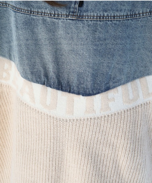 CECIL McBEE（セシルマクビー）の「ニットｘデニムBIGジャケット（その他アウター・レディース・アイボリー/ブラック/ベージュ・MEDIUM）」の22枚目の写真