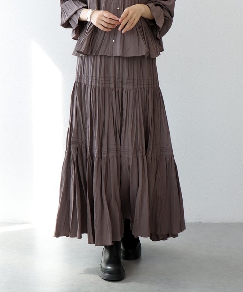 Jines（ジネス）の「ナチュラルエアータンブラー ティアードスカート（スカート・レディース・ホワイト/ブラウン/グリーン・38）」の3枚目の写真