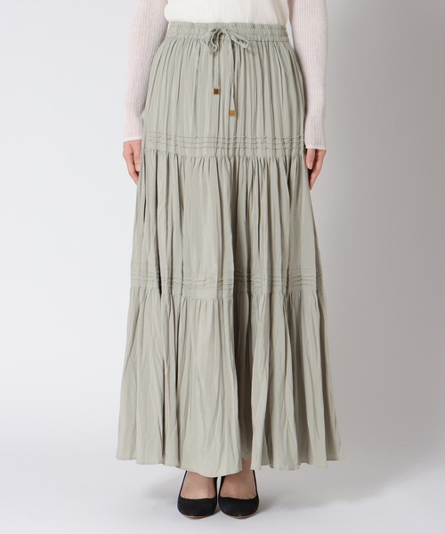 Jines（ジネス）の「ナチュラルエアータンブラー ティアードスカート（スカート・レディース・ホワイト/ブラウン/グリーン・38）」の4枚目の写真