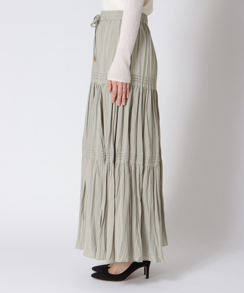 Jines（ジネス）の「ナチュラルエアータンブラー ティアードスカート（スカート・レディース・ホワイト/ブラウン/グリーン・38）」の5枚目の写真