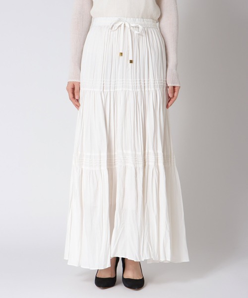 Jines（ジネス）の「ナチュラルエアータンブラー ティアードスカート（スカート・レディース・ホワイト/ブラウン/グリーン・38）」の11枚目の写真