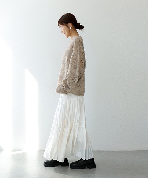 Jines（ジネス）の「ナチュラルエアータンブラー ティアードスカート（スカート・レディース・ホワイト/ブラウン/グリーン・38）」の20枚目の写真